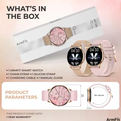 Queen Smart Watch For Women With AMOLED Always On Display Bluetooth Calling Waterproof Fitness Watches For Android iOS Gold-5