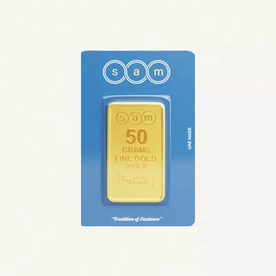 SAM MINTED BAR 50 GM 100% Authentic Approved by UAE Gold Delivery-0