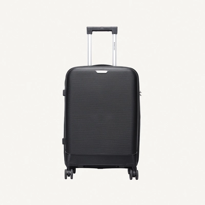British Traveller 3-Piece Polypropylene Luggage Set | 20”, 24”, 28” Lightweight Suitcases with 360° Spinner Wheels, TSA Lock, Water & Scratch Resistant | Durable Hard Shell Trolley Bags with Telescopic Handle - Black-3