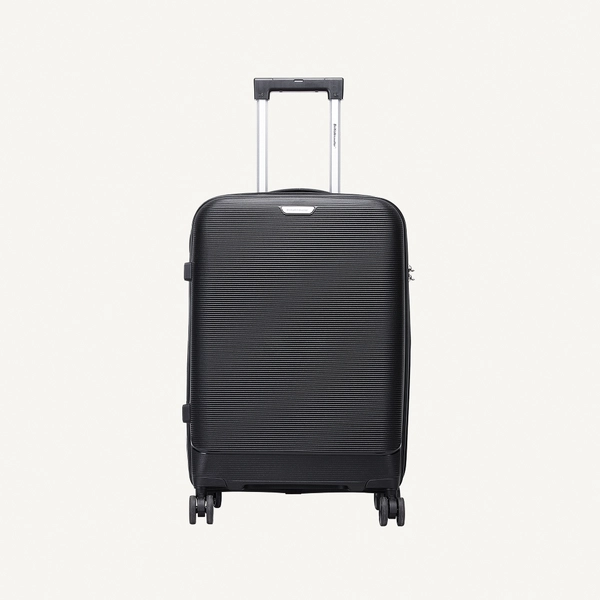 British Traveller 3-Piece Polypropylene Luggage Set | 20”, 24”, 28” Lightweight Suitcases with 360° Spinner Wheels, TSA Lock, Water & Scratch Resistant | Durable Hard Shell Trolley Bags with Telescopic Handle - Black