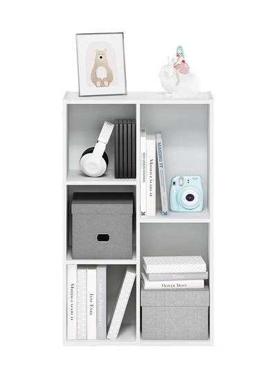 Eworld 5 Cube Reversible Open Shelf Free Standing Book Case Storage Rack for Home and Office Use-3