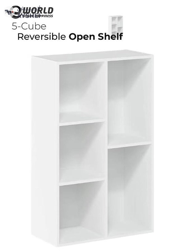 Eworld 5 Cube Reversible Open Shelf Free Standing Book Case Storage Rack for Home and Office Use