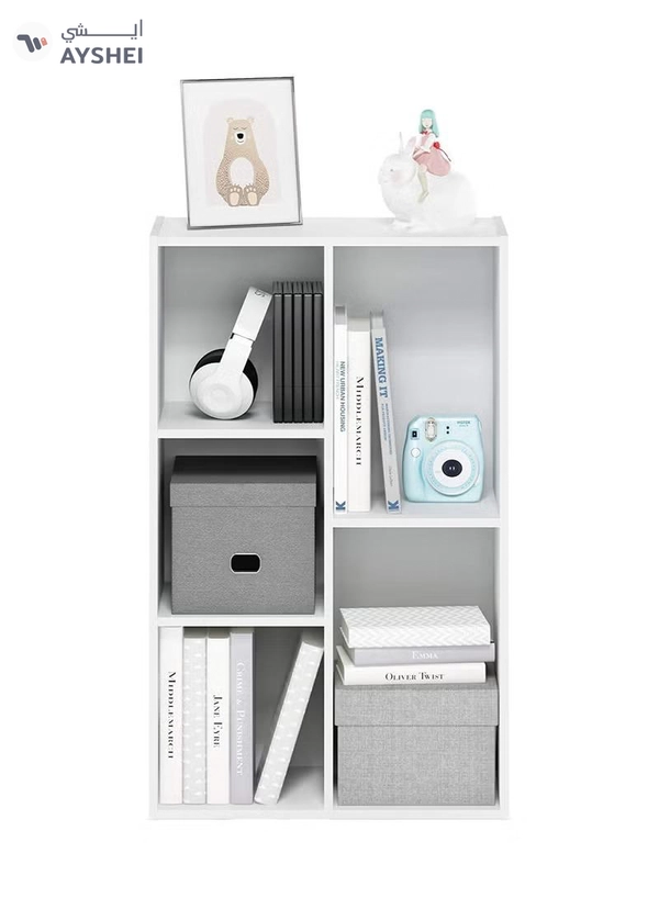 Eworld 5 Cube Reversible Open Shelf Free Standing Book Case Storage Rack for Home and Office Use