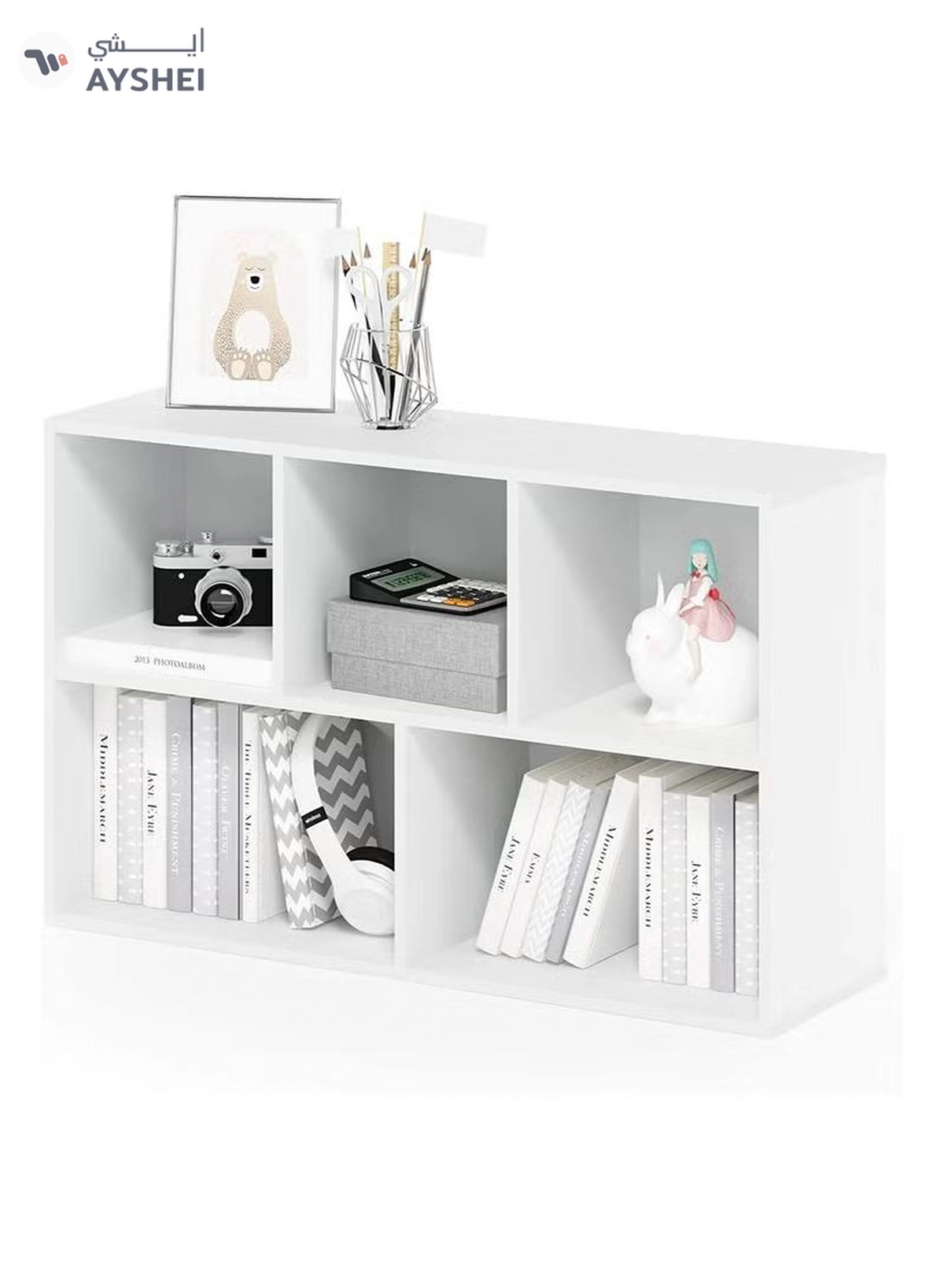 Eworld 5 Cube Reversible Open Shelf Free Standing Book Case Storage Rack for Home and Office Use-4-4