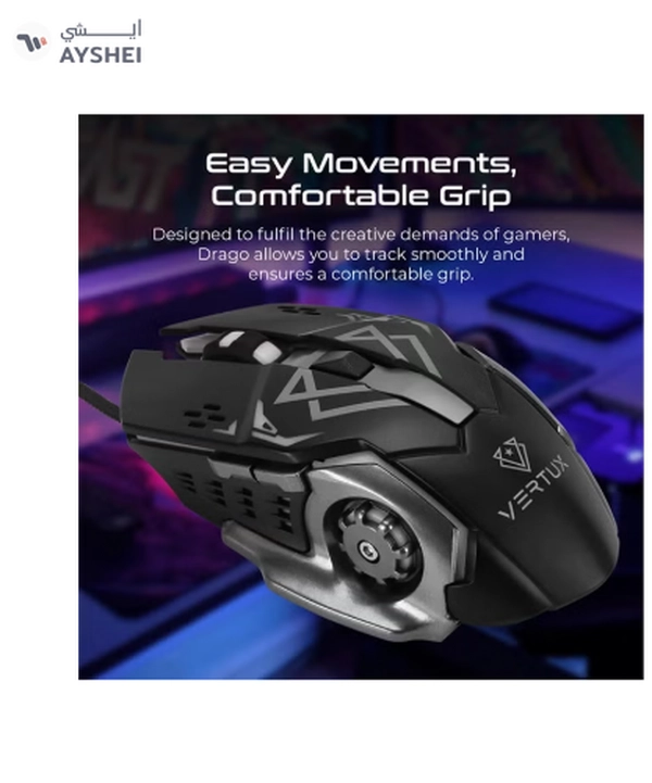 VERTUX Precision Tracking Ergonomic Gaming Mouse -wired
