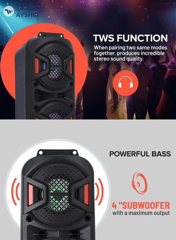 GEEPAS Rechargeable Portable Speaker, Portable Handle with 1500 MAH Huge Battery| TWS Connection & Compatible with BT/ USB/ AUX/ FM/ Micro SD | Ideal for Home, Hotels, Trips & Outdoor Use GMS11187 Black