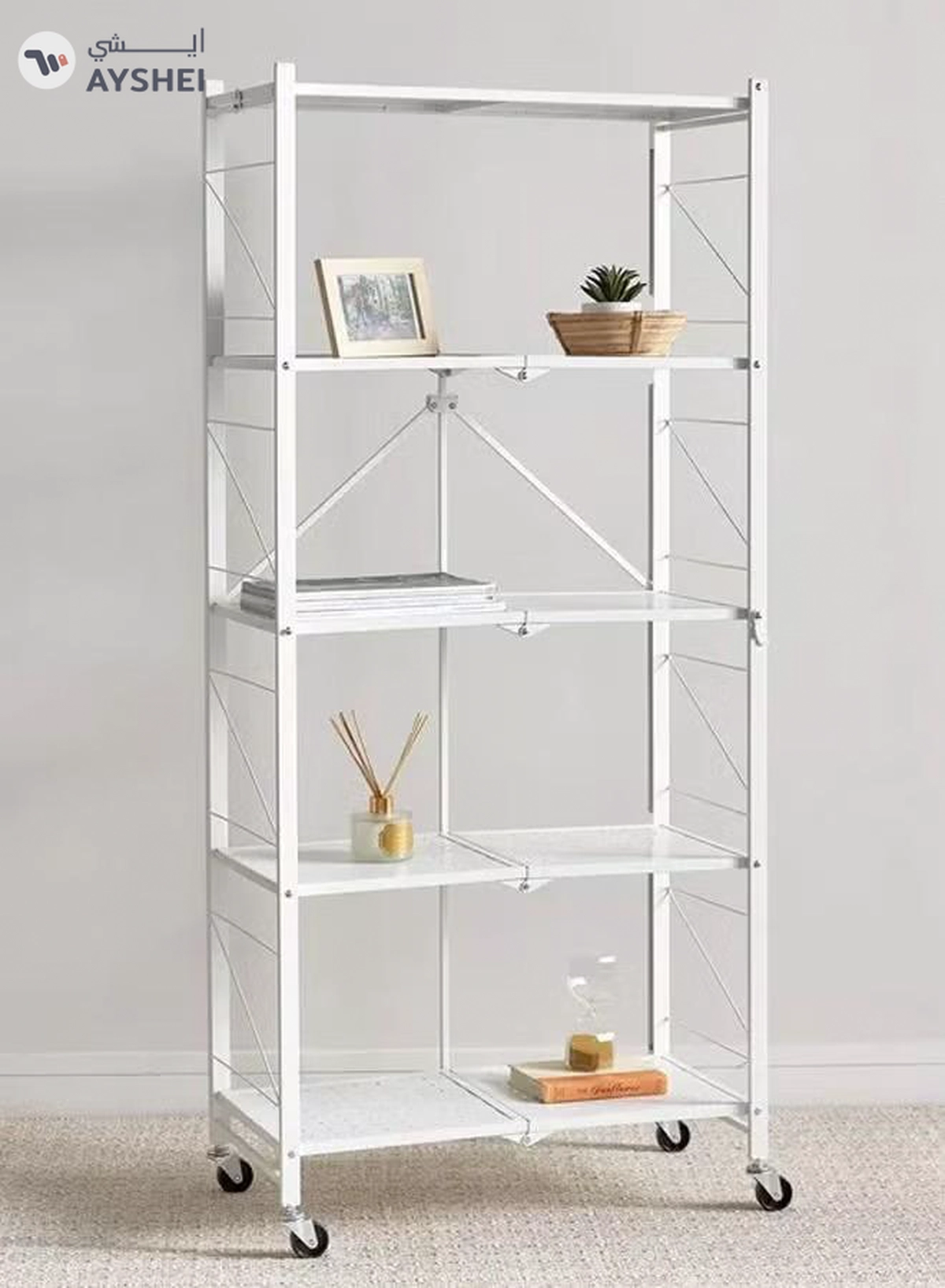 DubaiGallery Foldable Storage Shelves 5 Tier, Storage Racks Kitchen Cabinet, Shelf Storage Multipurpose Rack for Living Room Bedroom Kitchen Garage Easy Assembly-3-3