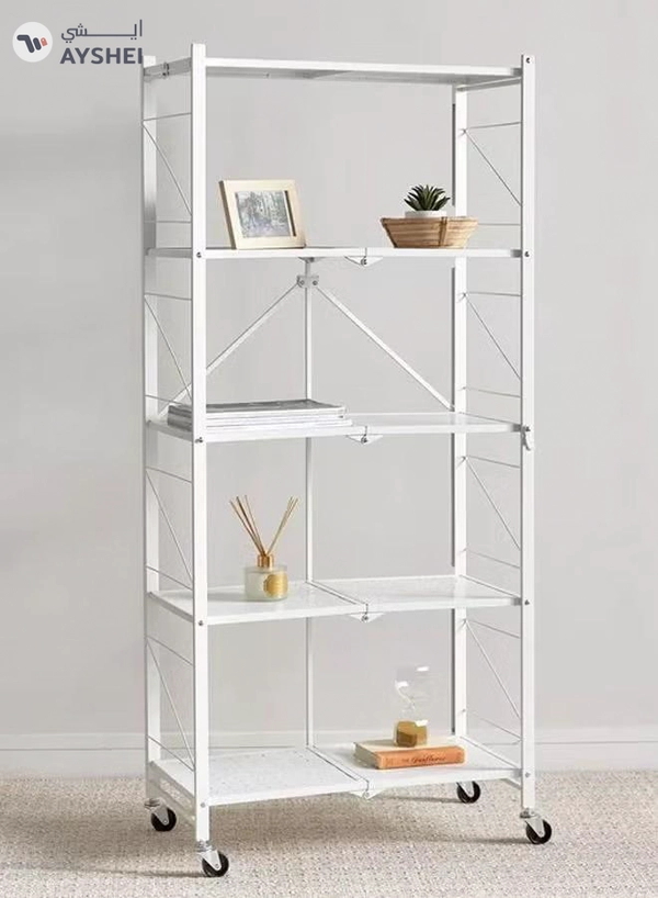DubaiGallery Foldable Storage Shelves 5 Tier, Storage Racks Kitchen Cabinet, Shelf Storage Multipurpose Rack for Living Room Bedroom Kitchen Garage Easy Assembly