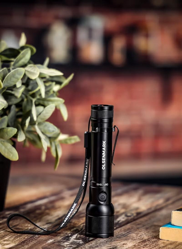 Olsenmark 10W Cree LED Flashlight-OMFL2846 / with USB Wire, 560 Lumens, Type-C Charging, 16.7 Hours Working Time, 272 Meters Real Range Distance Made from Aircraft Aluminum Alloy, Different Switch Modes, High Capacity Lithium Battery , Life Time Warranty for LED