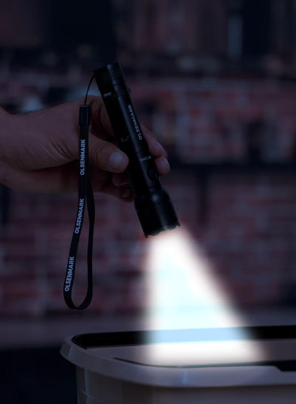 Olsenmark 10W Cree LED Flashlight-OMFL2846 / with USB Wire, 560 Lumens, Type-C Charging, 16.7 Hours Working Time, 272 Meters Real Range Distance Made from Aircraft Aluminum Alloy, Different Switch Modes, High Capacity Lithium Battery , Life Time Warranty for LED