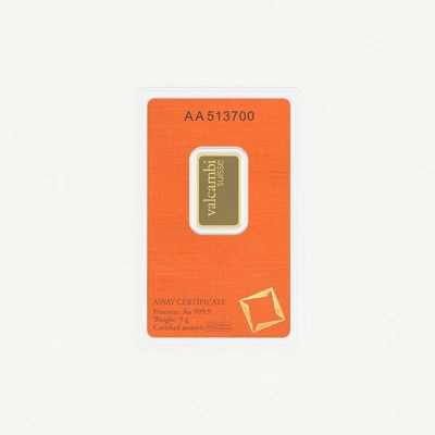 Valcambi Suisse 5g 24K (999.9) Pure Minted Gold Bar-1