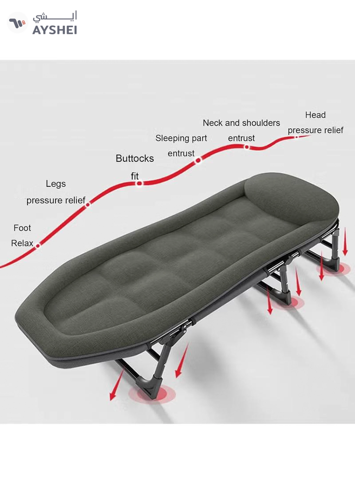 DubaiGallery Folding bed single bed office nap lounge chair portable nap bed multifunctional simple marching escort bed-2-2