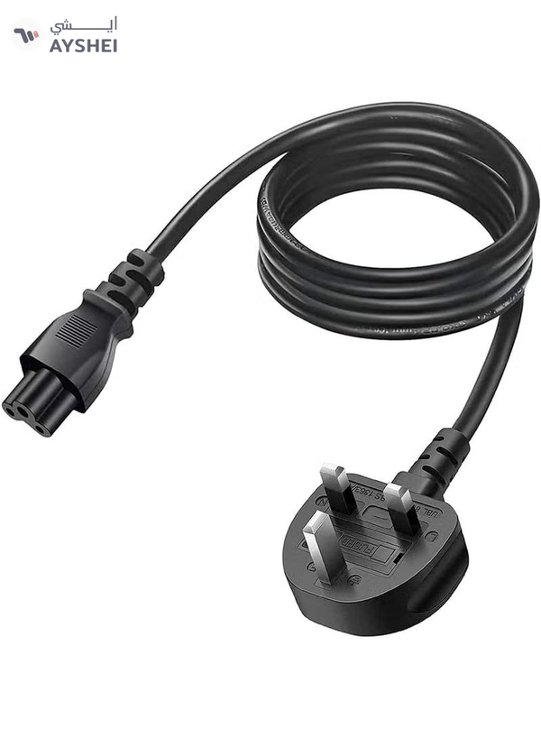 Eworld Premium 13A C5 Laptop Power Cable, 3-Pin UK Plug, 1.5m 