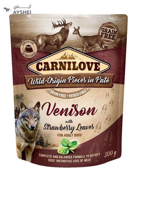 Carnilove Venison with Strawberry Leaves for Adult Dogs (Wet Food Pouches) 12x300g