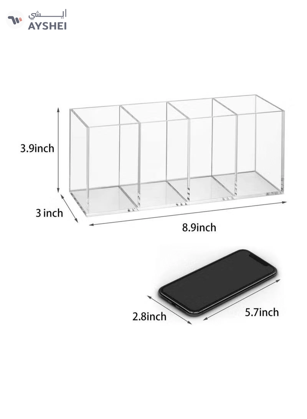 Eworld Acrylic Pen Holder 4 Compartments Pencil and Office Supplies Organizer for Desk Storage-2-2