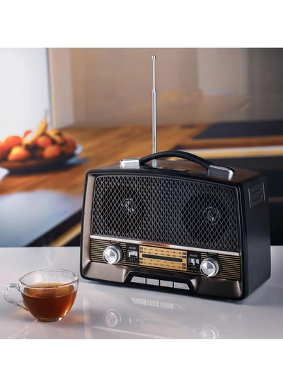 GEEPAS Rechargeable Radio with Bluetooth, 3-Band Radio, | AUX Input, Rechargeable Battery Radio | AC/ DC Operation | BT/ FM/ MP3/ USB/ TF Card | GR13016-0