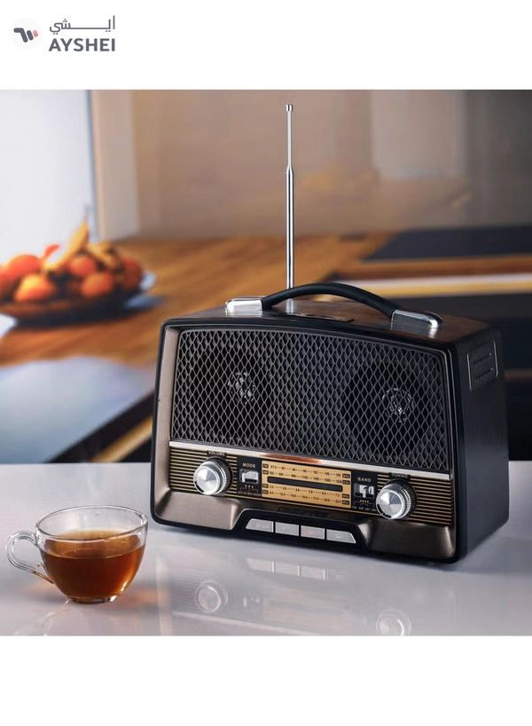 GEEPAS Rechargeable Radio with Bluetooth, 3-Band Radio, | AUX Input, Rechargeable Battery Radio | AC/ DC Operation | BT/ FM/ MP3/ USB/ TF Card | GR13016