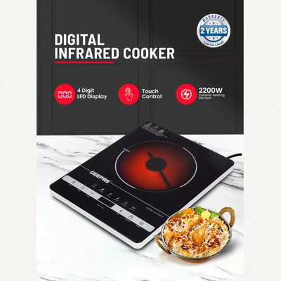 GEEPAS Digital Infrared Cooker With 2000W Ceramic Heating Element, 4 Digit LED Display, Touch Control-4