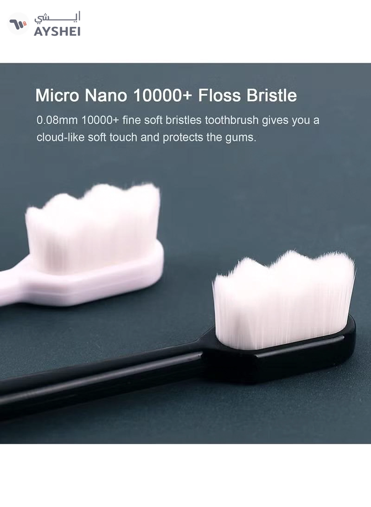 ORiTi Micro Nano 10000+ Floss Bristle Toothbrush White/Black-1-1