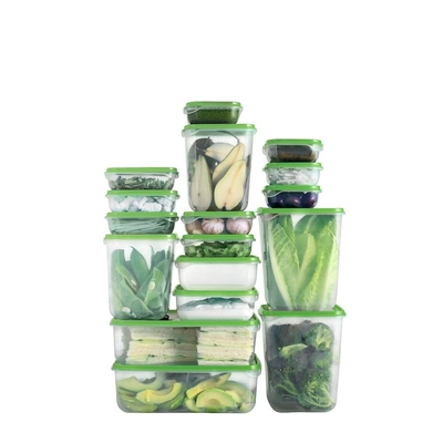 PRUTA 17-Piece Food Container Set – Transparent/Green – Convenient, Stackable Storage for Every Kitchen-1