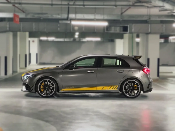 Mercedes A45 S+ 2020, GCC specification, Low Mileage, Special original color, Warranty and Service.