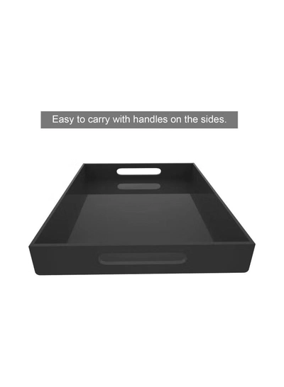 Eworld Black Food Serving Tray with Handles for Coffee, Tea and Snacks-1