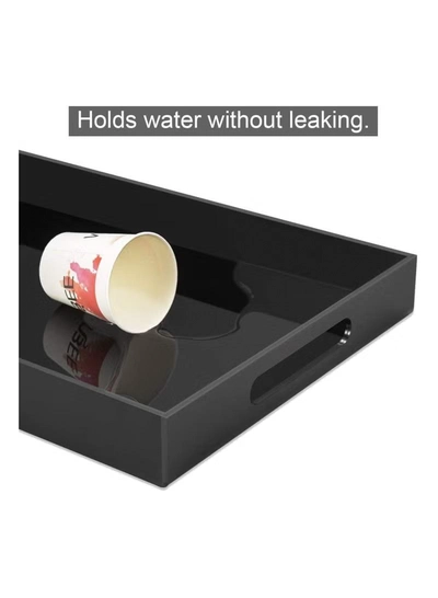 Eworld Black Food Serving Tray with Handles for Coffee, Tea and Snacks-2