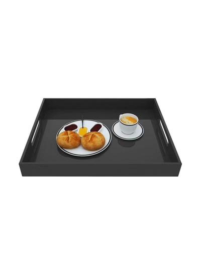 Eworld Black Food Serving Tray with Handles for Coffee, Tea and Snacks-3