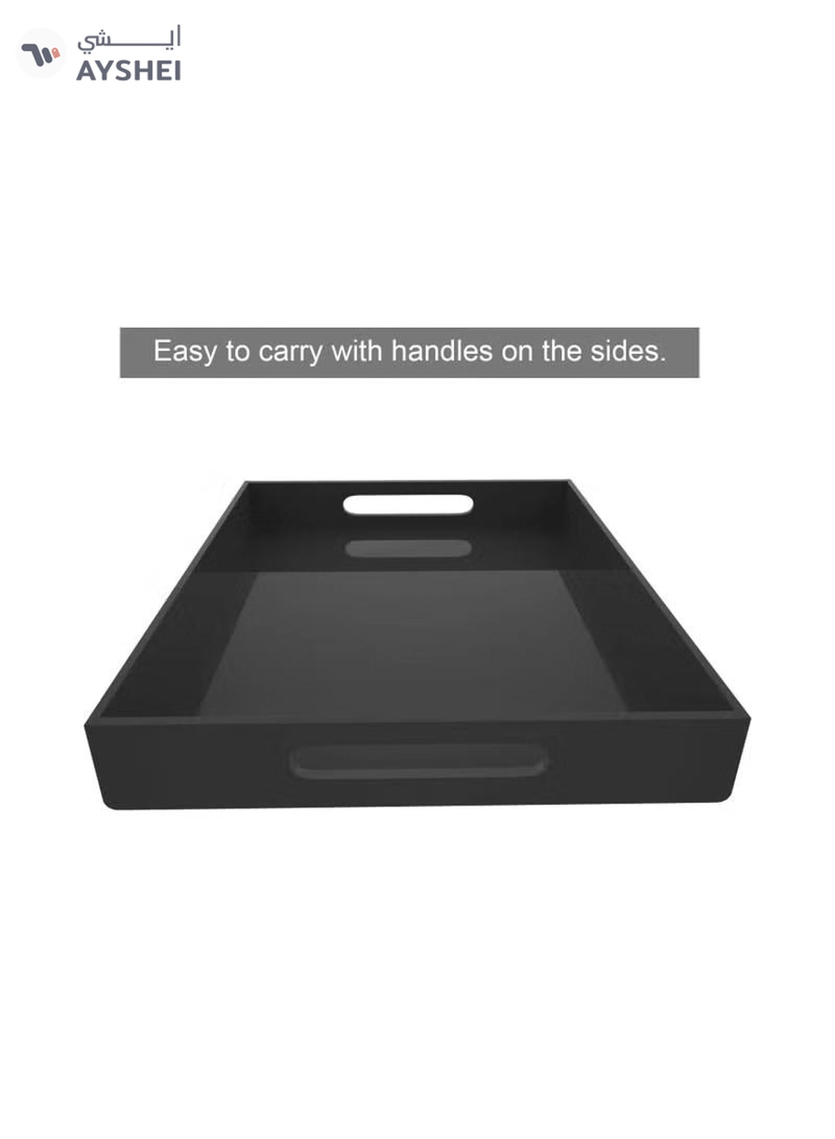 Eworld Black Food Serving Tray with Handles for Coffee, Tea and Snacks-1-1