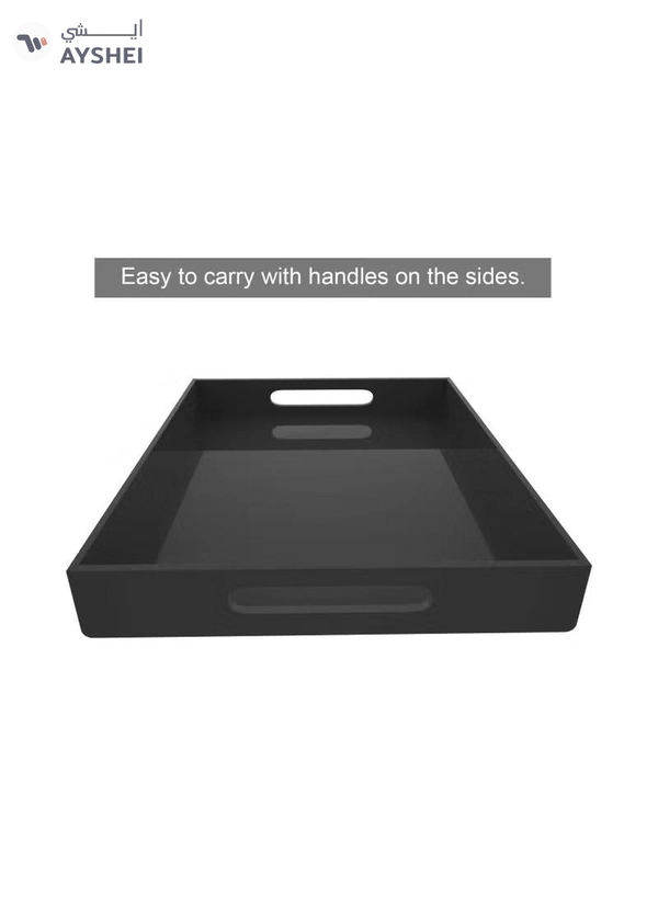 Eworld Black Food Serving Tray with Handles for Coffee, Tea and Snacks