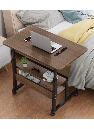 DubaiGallery Side Table Living Room Laptop Table Lazy Bedside Table Deluxe Laptop Computer Mobile Cart Overbed Table with Castors/Table/Stand Mobile Folding Table with Pulley, Tv Tables for Eating-1