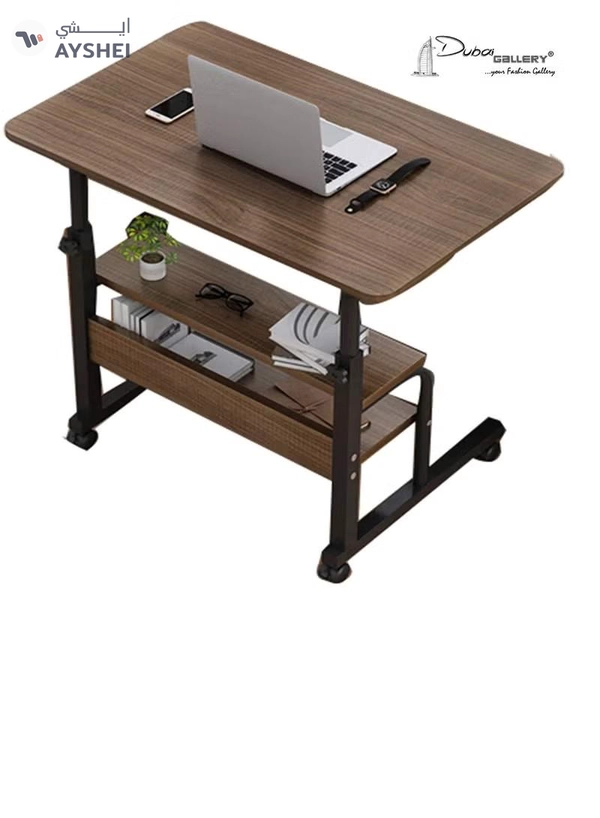 DubaiGallery Side Table Living Room Laptop Table Lazy Bedside Table Deluxe Laptop Computer Mobile Cart Overbed Table with Castors/Table/Stand Mobile Folding Table with Pulley, Tv Tables for Eating