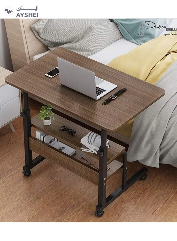 DubaiGallery Side Table Living Room Laptop Table Lazy Bedside Table Deluxe Laptop Computer Mobile Cart Overbed Table with Castors/Table/Stand Mobile Folding Table with Pulley, Tv Tables for Eating