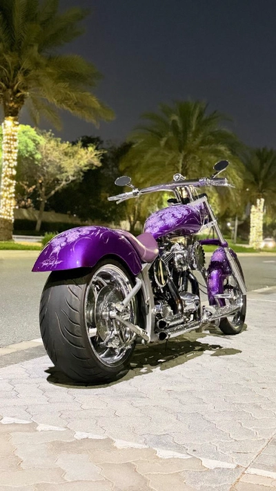 Custom Purple Chopper Motorcycle-2