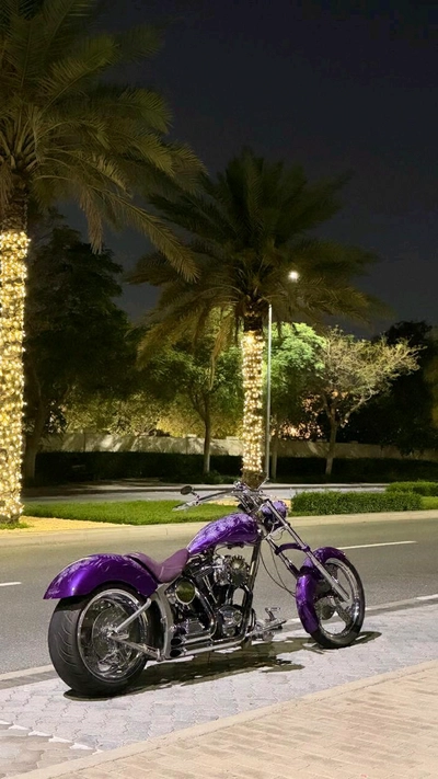 Custom Purple Chopper Motorcycle-0