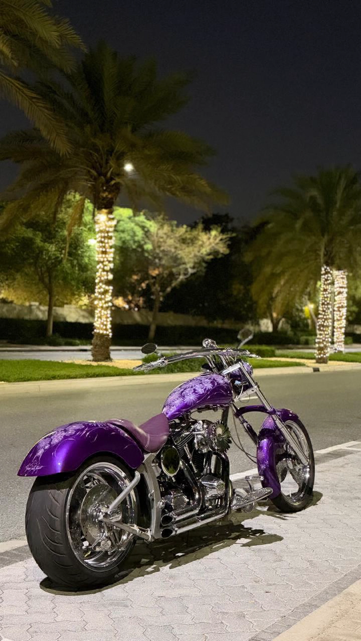 Custom Purple Chopper Motorcycle-3-3