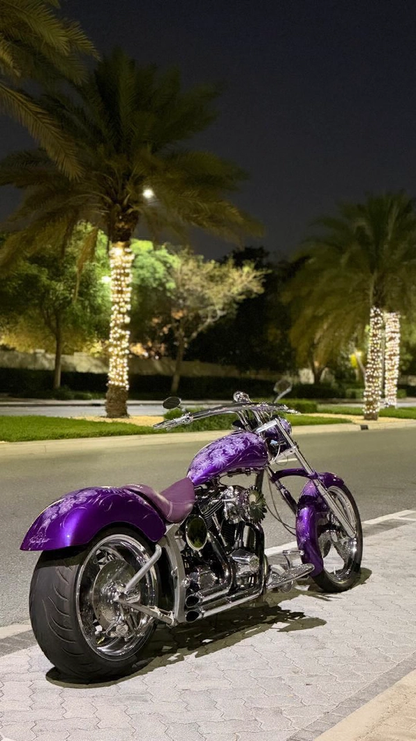 Custom Purple Chopper Motorcycle