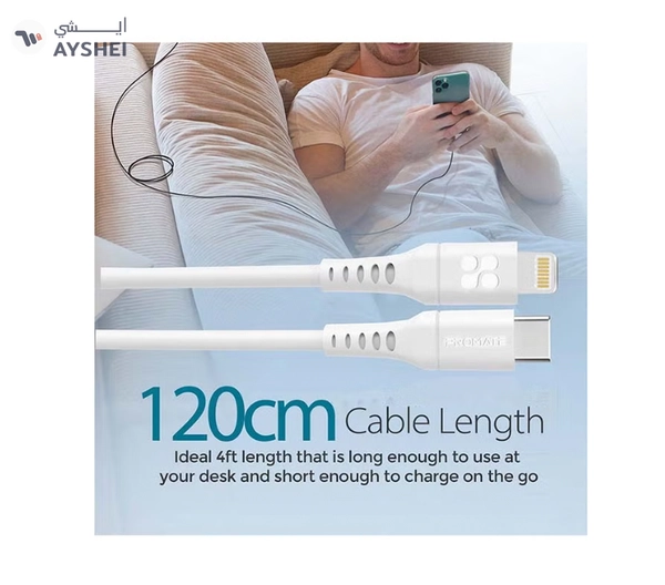 PROMATE iPhone14 Type-C to Lightning Cable for iPhone 13, Ultra-Fast Charging 3A USB-C to Lightning