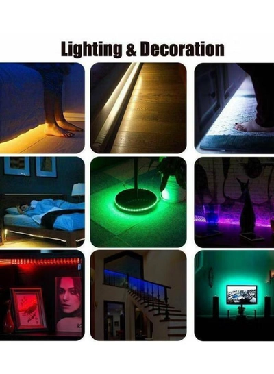 Yuwell 3 Pcs 5M Smart LED Strip Light RGB App And Bluetooth Control Colorful Rope Lighting 15M For Home Decor Kitchen Bedroom Hotel Outdoor Bar Garden And Desktop Decoration Smart TV LED Backlights-7
