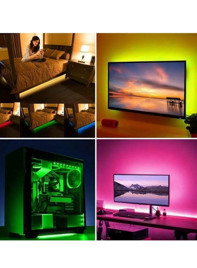 Yuwell 3 Pcs 5M Smart LED Strip Light RGB App And Bluetooth Control Colorful Rope Lighting 15M For Home Decor Kitchen Bedroom Hotel Outdoor Bar Garden And Desktop Decoration Smart TV LED Backlights-5