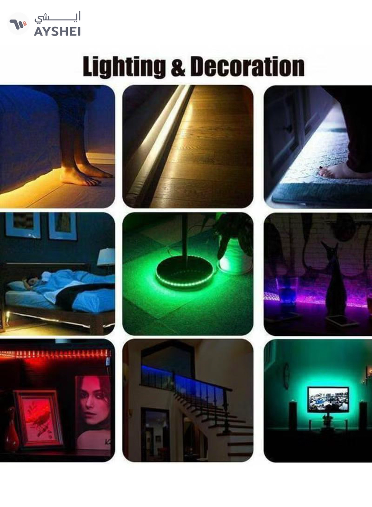 Yuwell 3 Pcs 5M Smart LED Strip Light RGB App And Bluetooth Control Colorful Rope Lighting 15M For Home Decor Kitchen Bedroom Hotel Outdoor Bar Garden And Desktop Decoration Smart TV LED Backlights-7-7