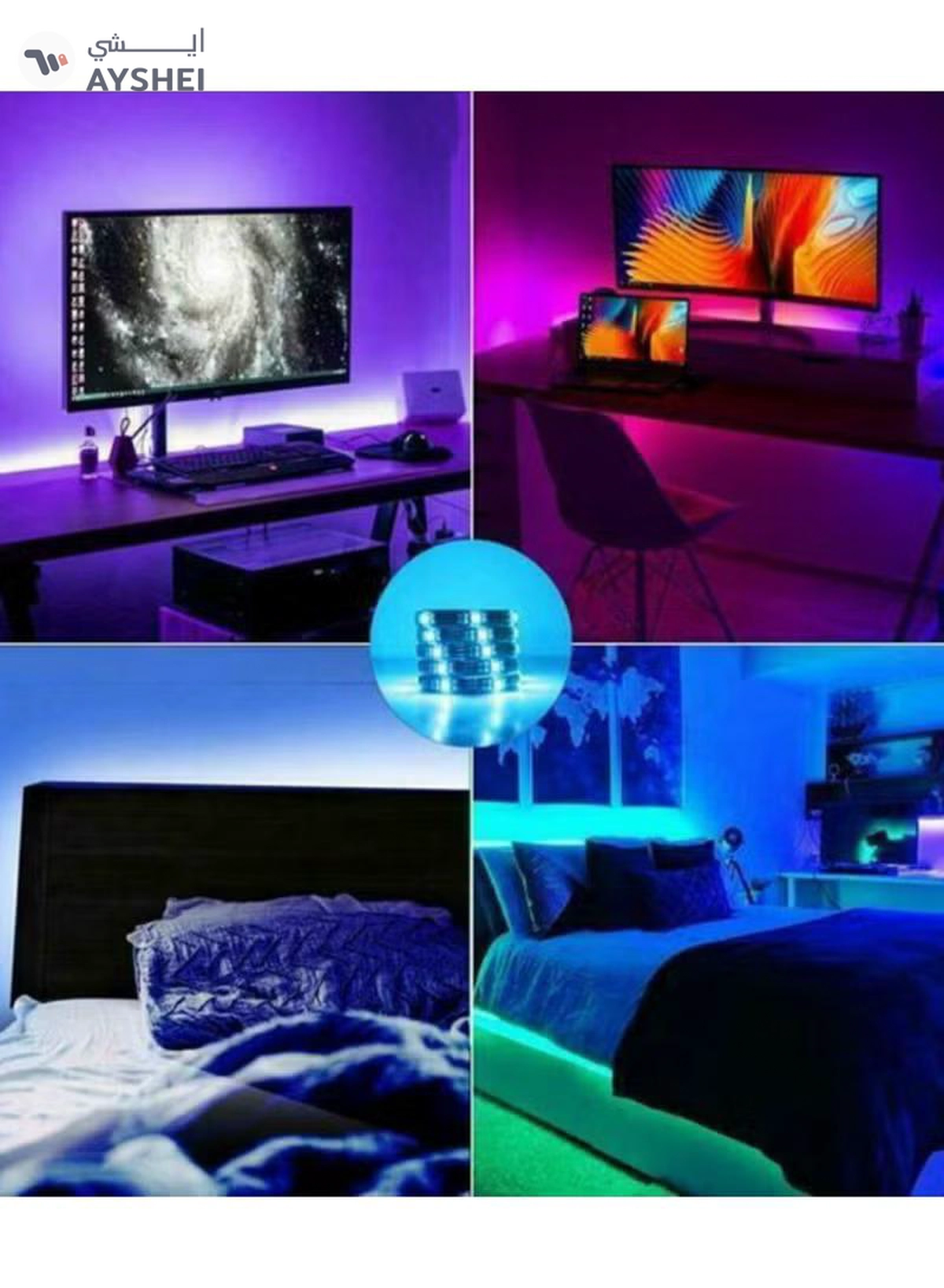 Yuwell 3 Pcs 5M Smart LED Strip Light RGB App And Bluetooth Control Colorful Rope Lighting 15M For Home Decor Kitchen Bedroom Hotel Outdoor Bar Garden And Desktop Decoration Smart TV LED Backlights-6-6