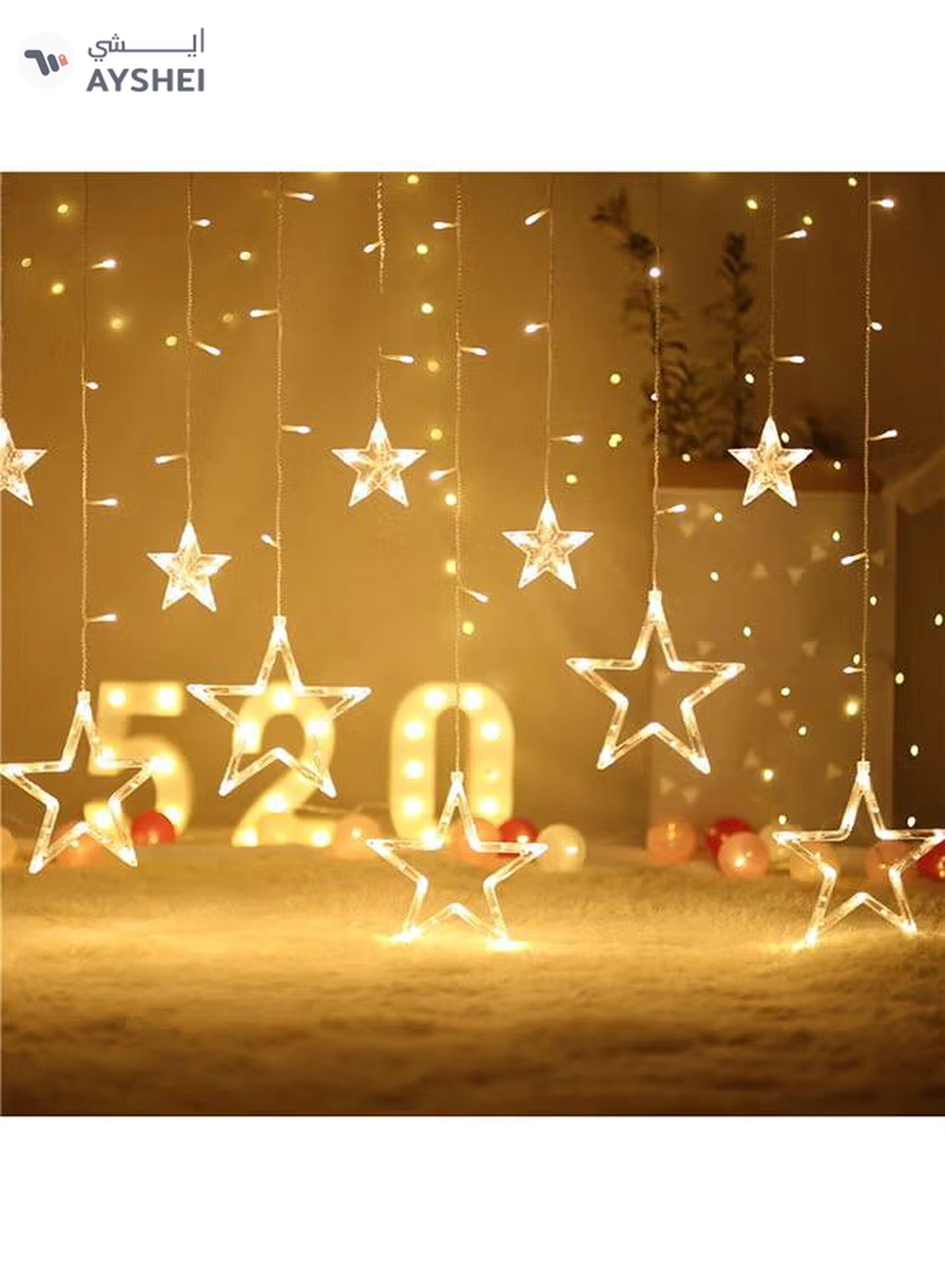Y&D Set Of 9 LED Fairy String Star Decorative Lights Yellow 3meter-3-3