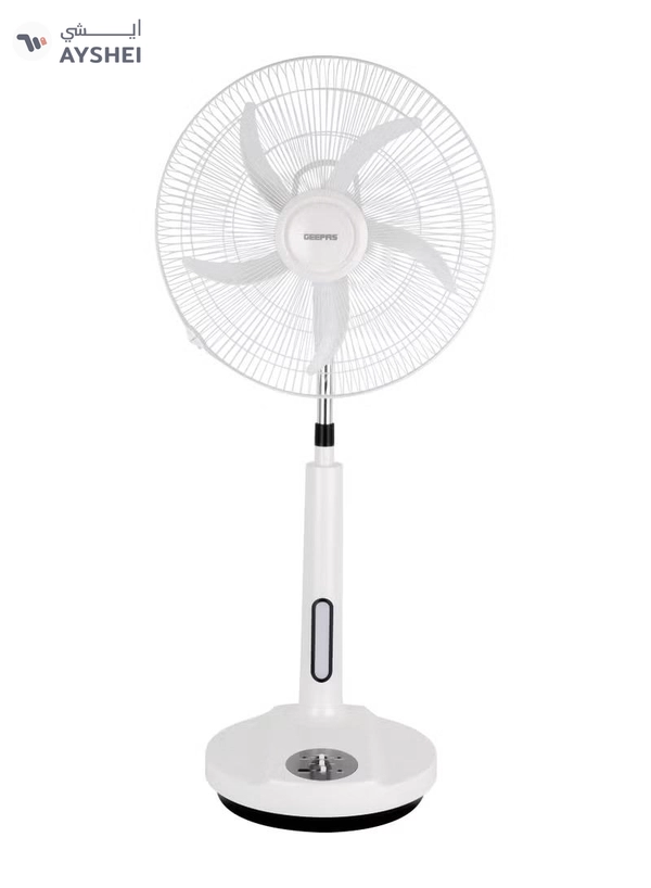 GEEPAS 18" Rechargeable Stand Fan with Remote Control- GF21219/ Pedestal Fans with Adjustable Oscillation, 2-Speed Settings, Efficient Motor for Better Cooling/ LED Night Light, Perfect for Home, Office, Study Room, Garage, Apartment, Etc./ 2 Years Warranty, White 60 W GF21219 white