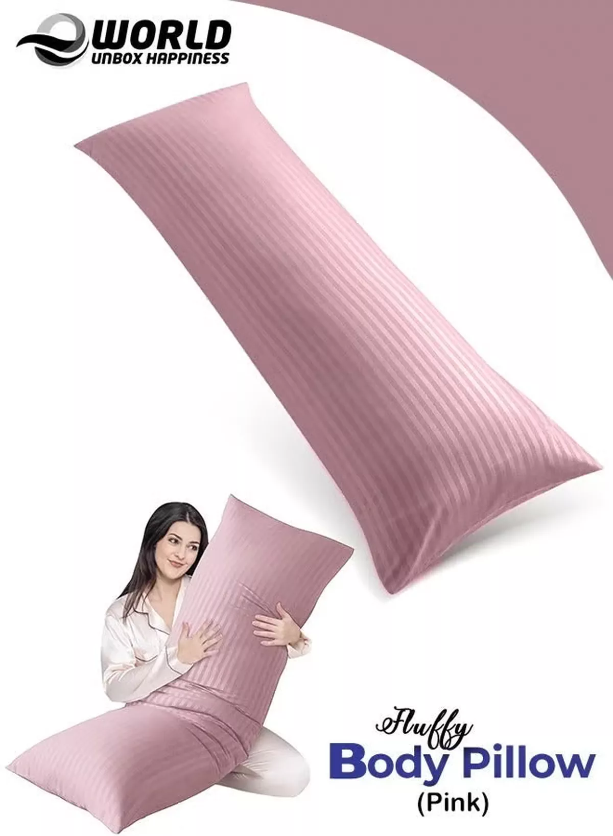 Eworld Premium Full Body Pillow for Adults, Ultra-Smooth Polyester Fiber, Breathable & Ideal for Side Sleepers, with Ultra-Soft Cotton Cover, Available in Multiple Colors, 120x45 cm-1-1