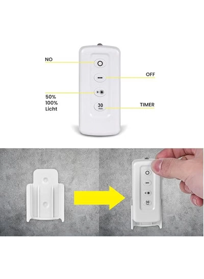 Yuwell Pack Of 3 Pcs LED Wall Light with Remote Wireless LED Cabinet Light With Adjustable Brightness and Timer Function Suitable For Kitchen, Bedroom, Study Room-3
