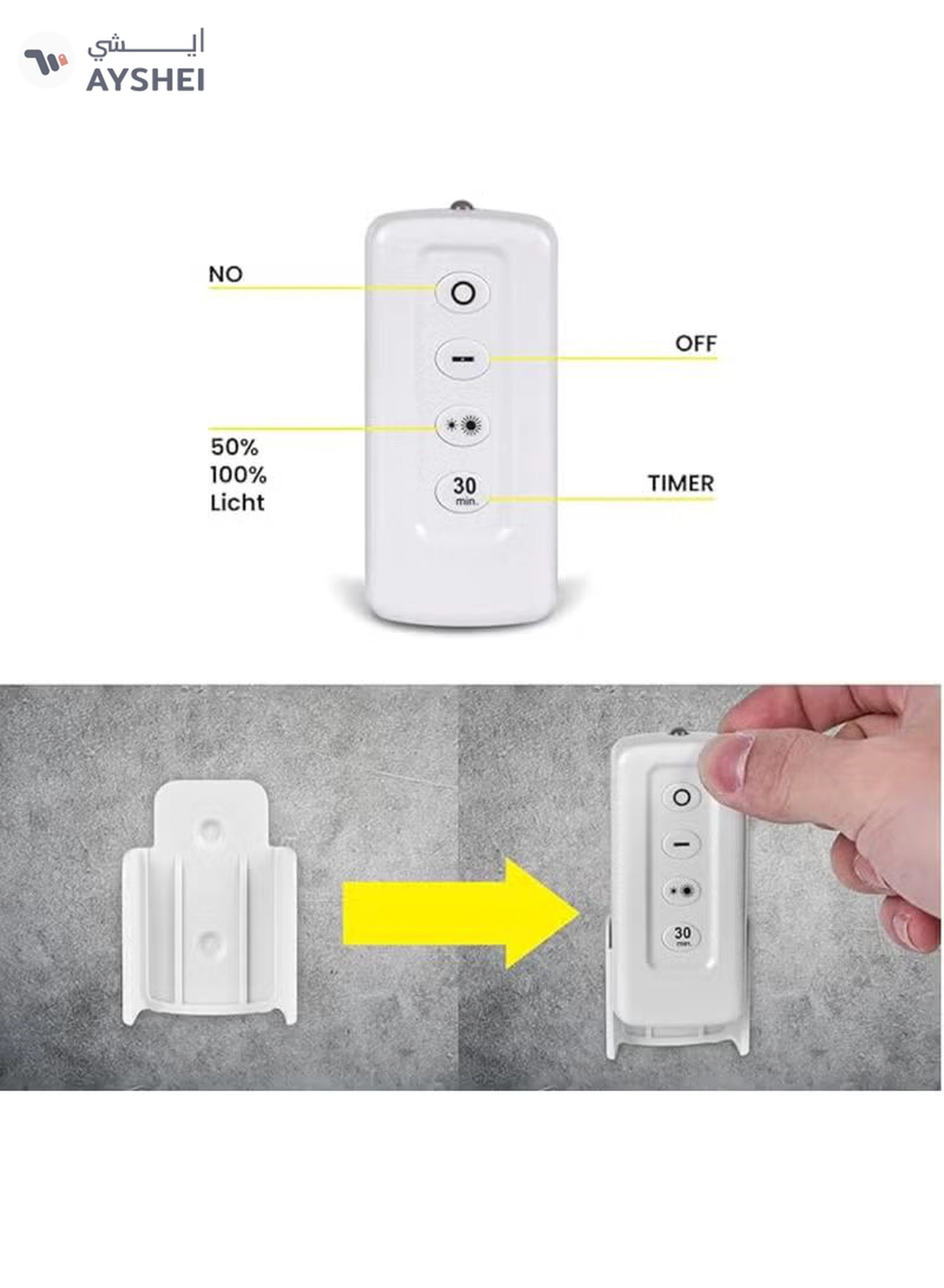 Yuwell Pack Of 3 Pcs LED Wall Light with Remote Wireless LED Cabinet Light With Adjustable Brightness and Timer Function Suitable For Kitchen, Bedroom, Study Room-3-3