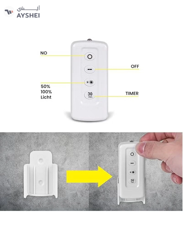 Yuwell Pack Of 3 Pcs LED Wall Light with Remote Wireless LED Cabinet Light With Adjustable Brightness and Timer Function Suitable For Kitchen, Bedroom, Study Room