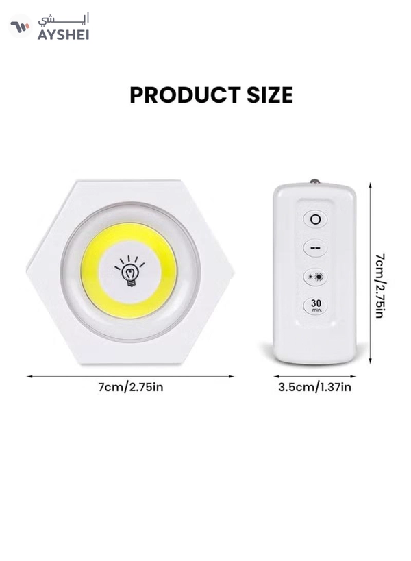 Yuwell Pack Of 3 Pcs LED Wall Light with Remote Wireless LED Cabinet Light With Adjustable Brightness and Timer Function Suitable For Kitchen, Bedroom, Study Room