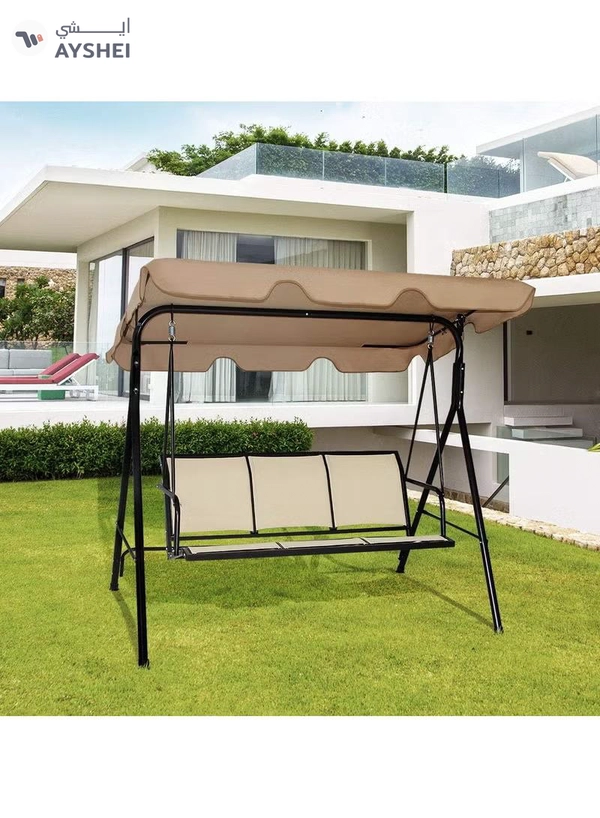 DubaiGallery Swing Chair Garden Swing Seat with Adjustable Canopy, Hanging Hammock Chair for Indoor Outdoor Garden Beige